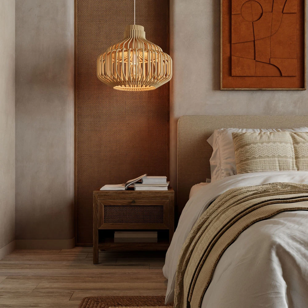 Serene Wabi-sabi Bedroom 3D Scene (8)