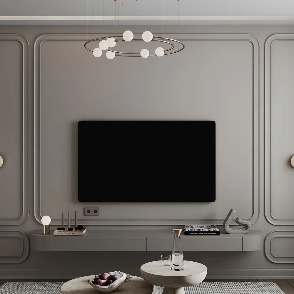 Neoclassic Interior Living Room 3D Scene (2)