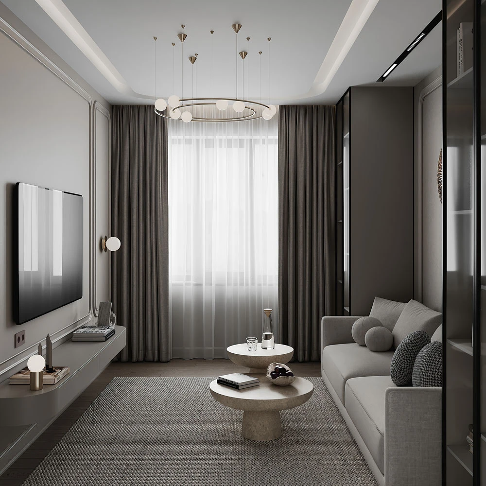 Neoclassic Interior Living Room 3D Scene (3)
