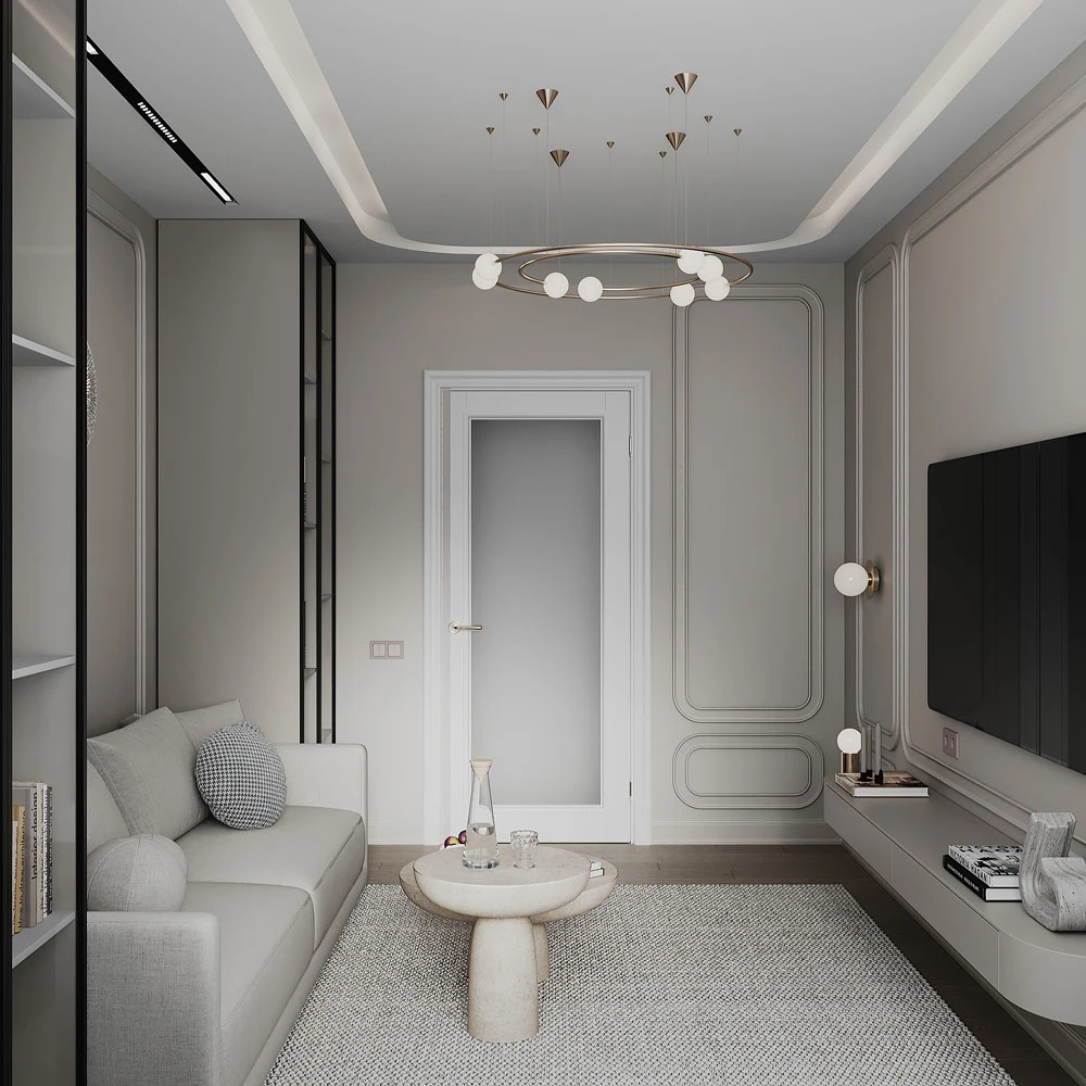 Neoclassic Interior Living Room 3D Scene (4)