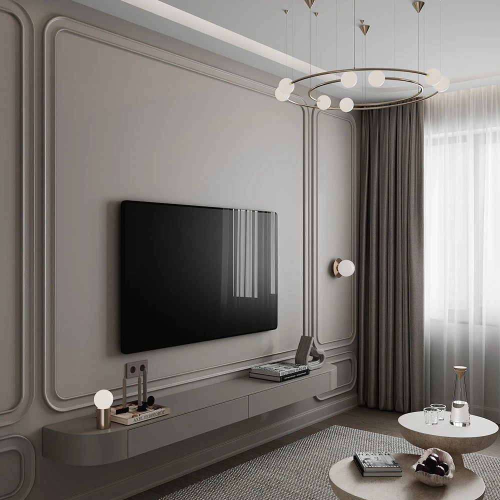 Neoclassic Interior Living Room 3D Scene (5)