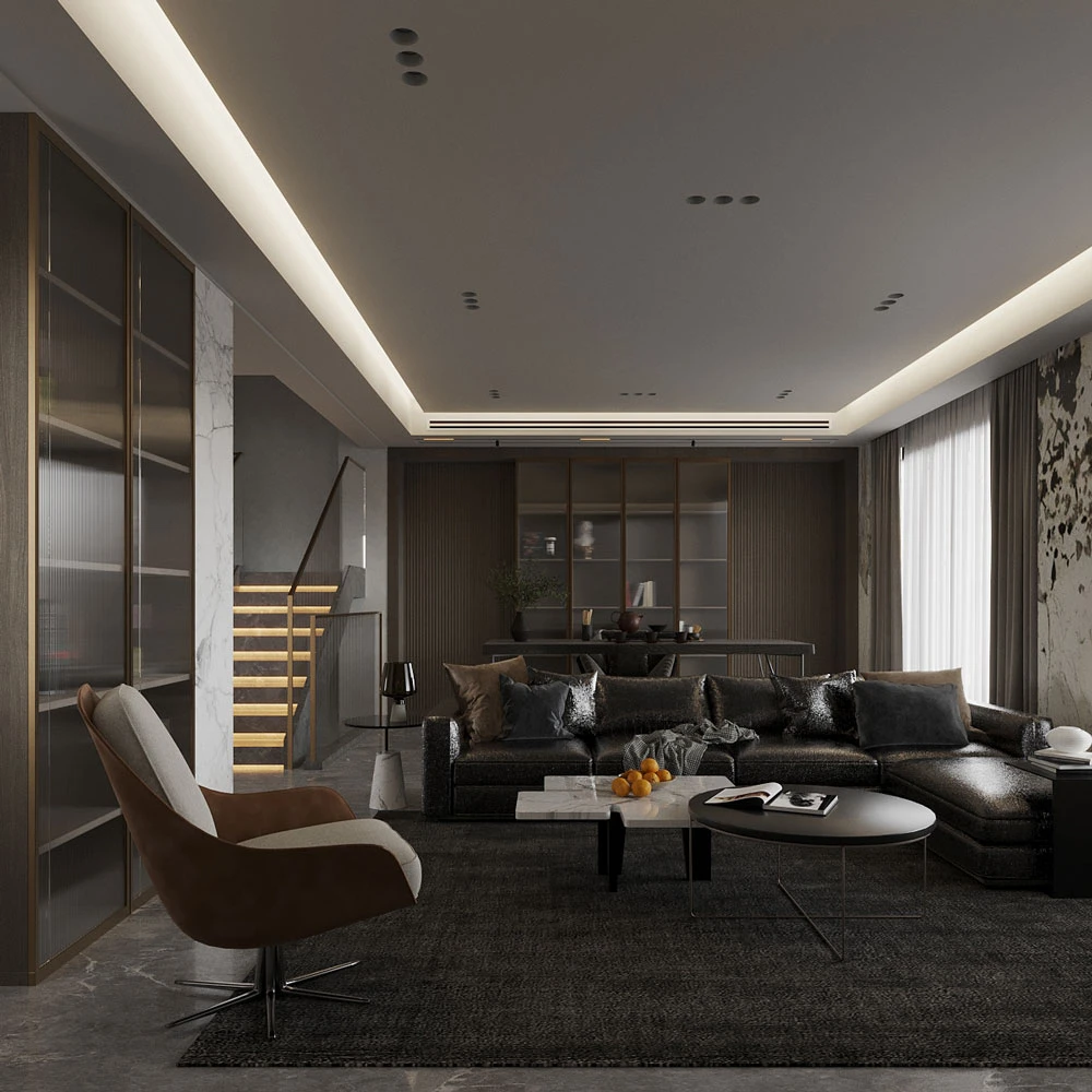 Modern Residential Living and Dining 3D Scene
