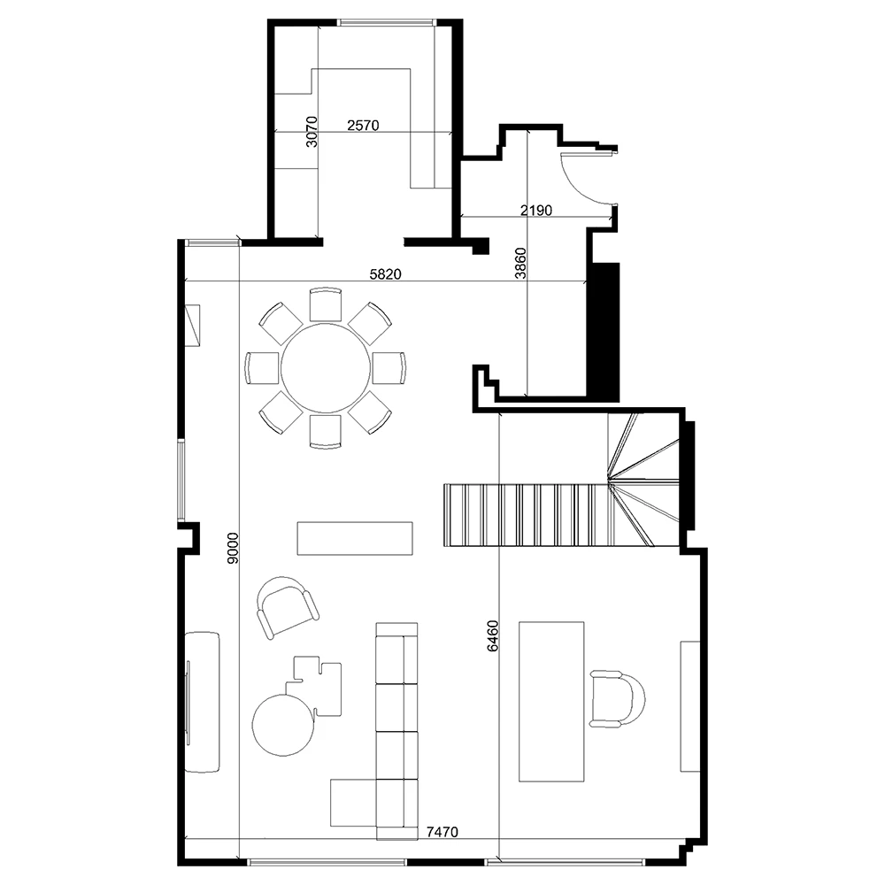 Modern Residential Living and Dining 3D Scene (6)