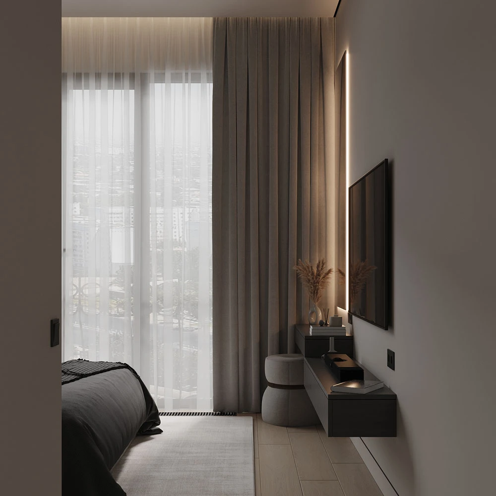 Modern Open-Plan Living Area 3D Scene (13)