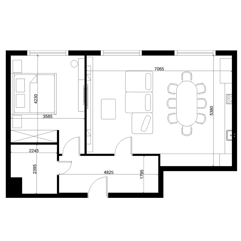 Modern Open-Plan Living Area 3D Scene (17)