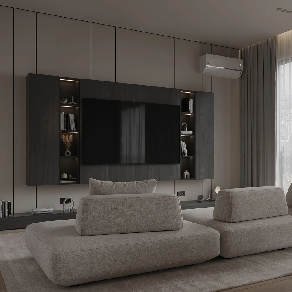 Modern Open-Plan Living Area 3D Scene (2)