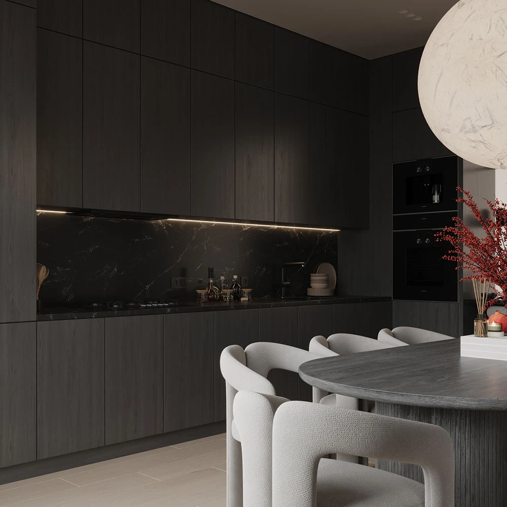Modern Open-Plan Living Area 3D Scene (5)