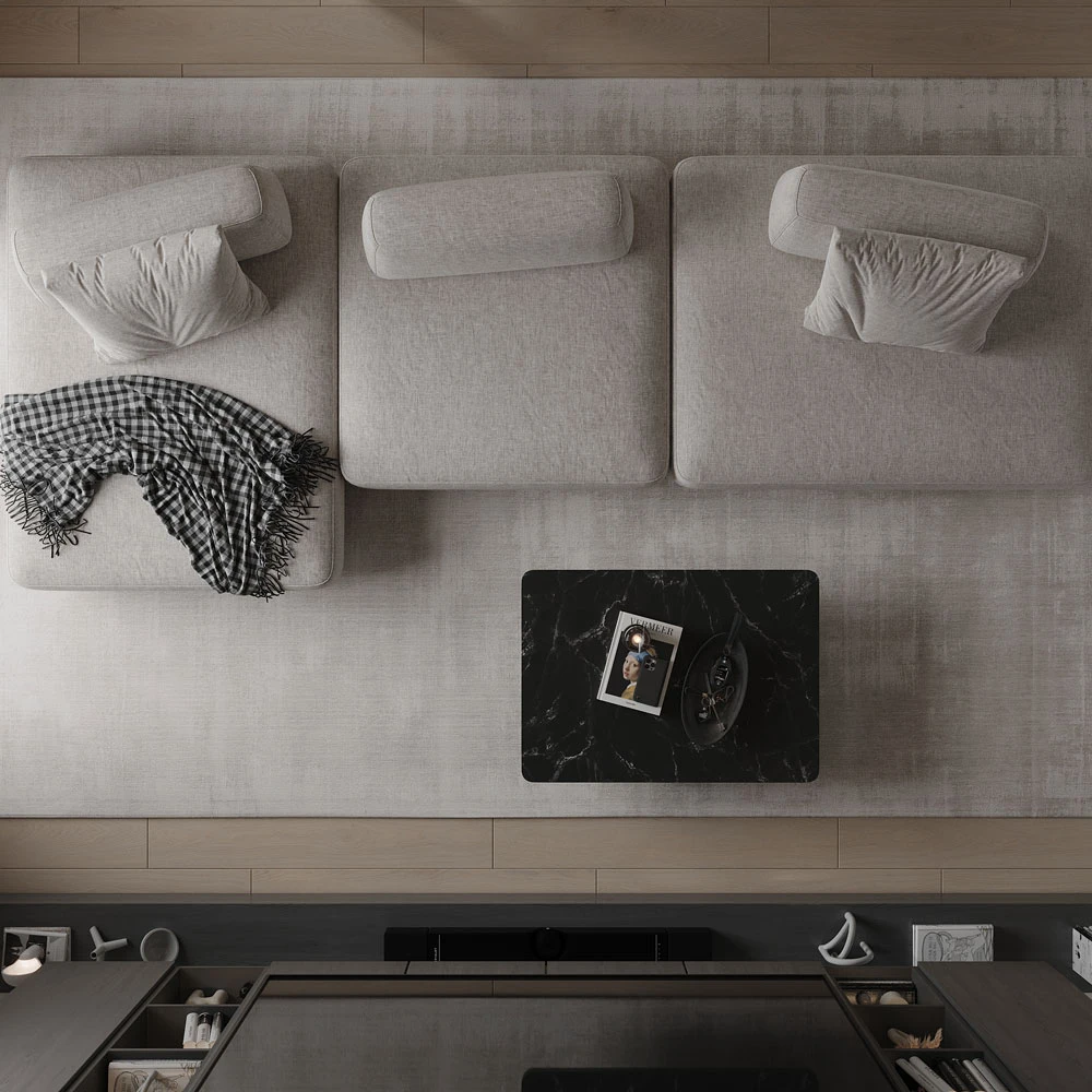 Modern Open-Plan Living Area 3D Scene (6)