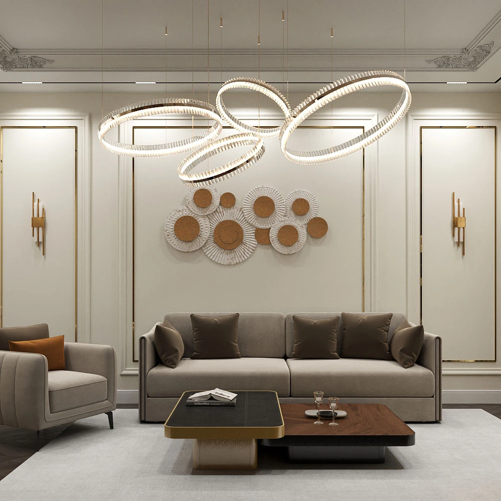 Neoclassic Luxurious Living Room 3D Scene