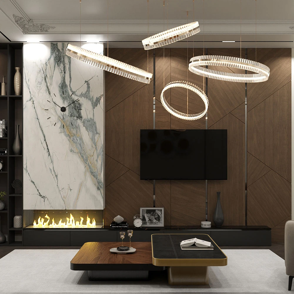 Neoclassic Luxurious Living Room 3D Scene (2)