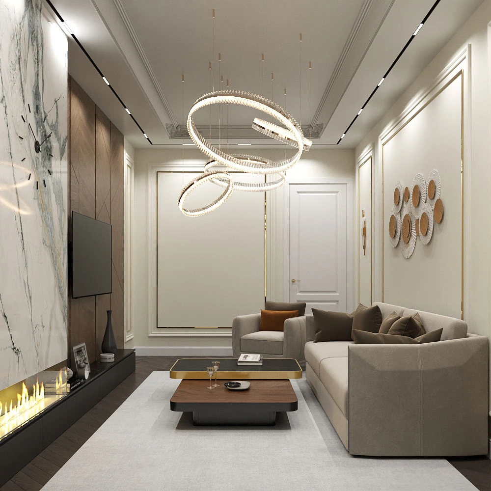 Neoclassic Luxurious Living Room 3D Scene (3)