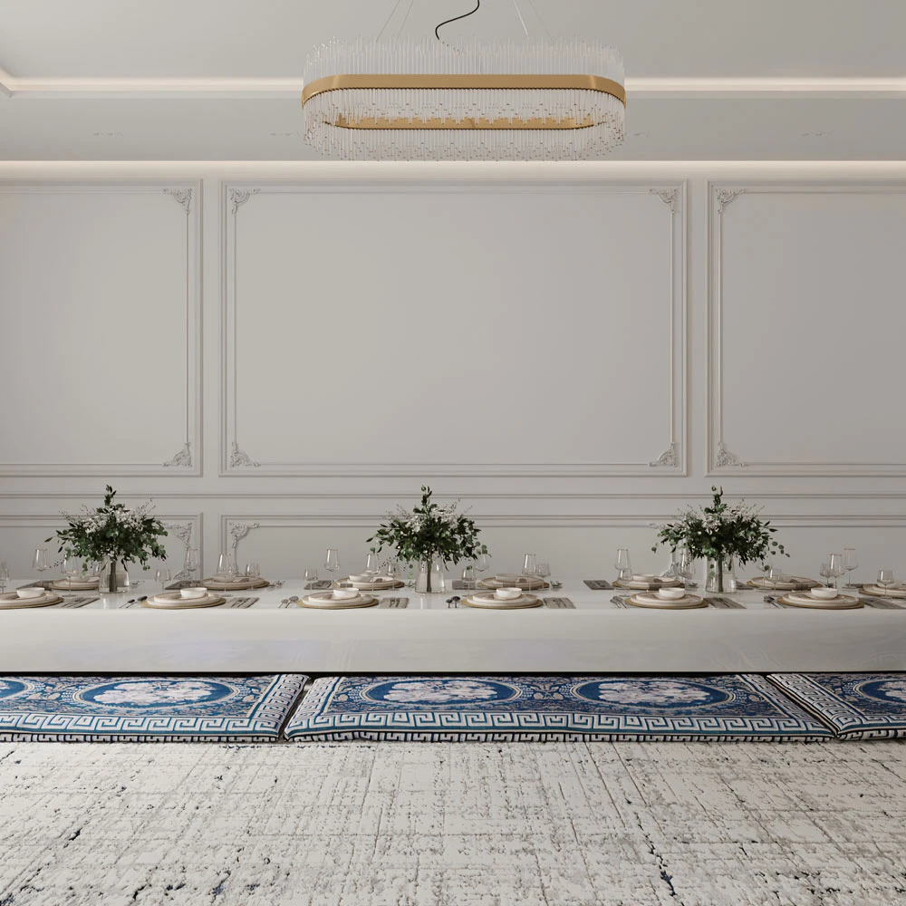 Neoclassic Formal Dining and Living Interior 3D Scene (2)