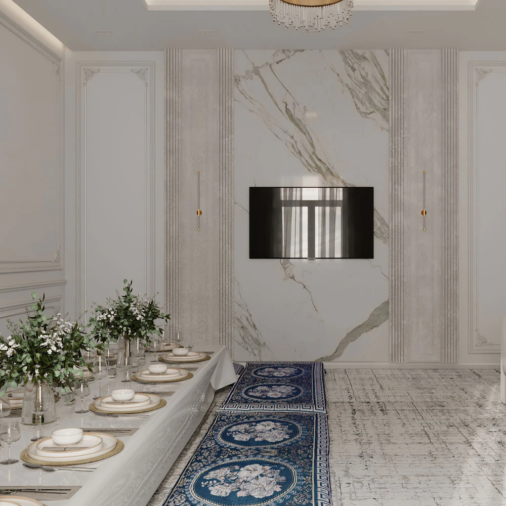 Neoclassic Formal Dining and Living Interior 3D Scene (3)