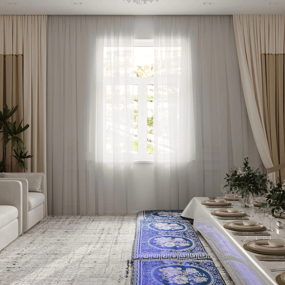 Neoclassic Formal Dining and Living Interior 3D Scene (4)