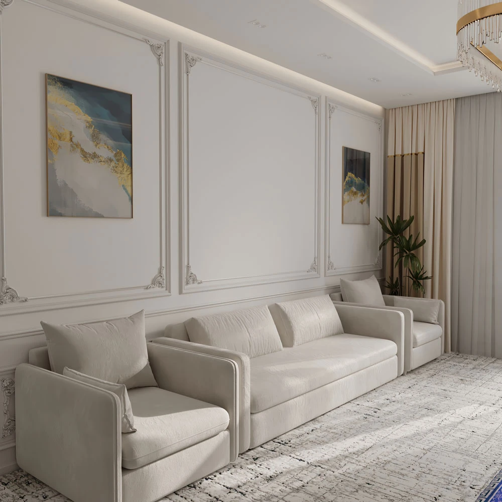 Neoclassic Formal Dining and Living Interior 3D Scene (5)