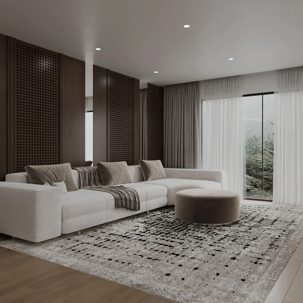 Modern Residential Living Room and Dining Area 3D Scene (2)