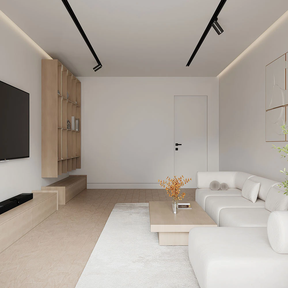Contemporary Minimalist Living Room 3D Scene (4)