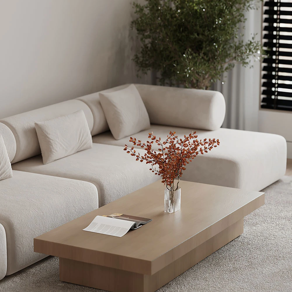 Contemporary Minimalist Living Room 3D Scene (6)