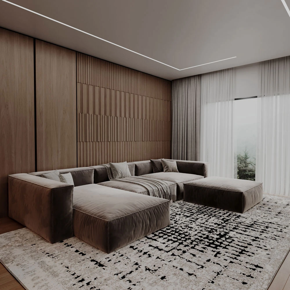 Modern Contemporary Living Interior 3D Scene (5)