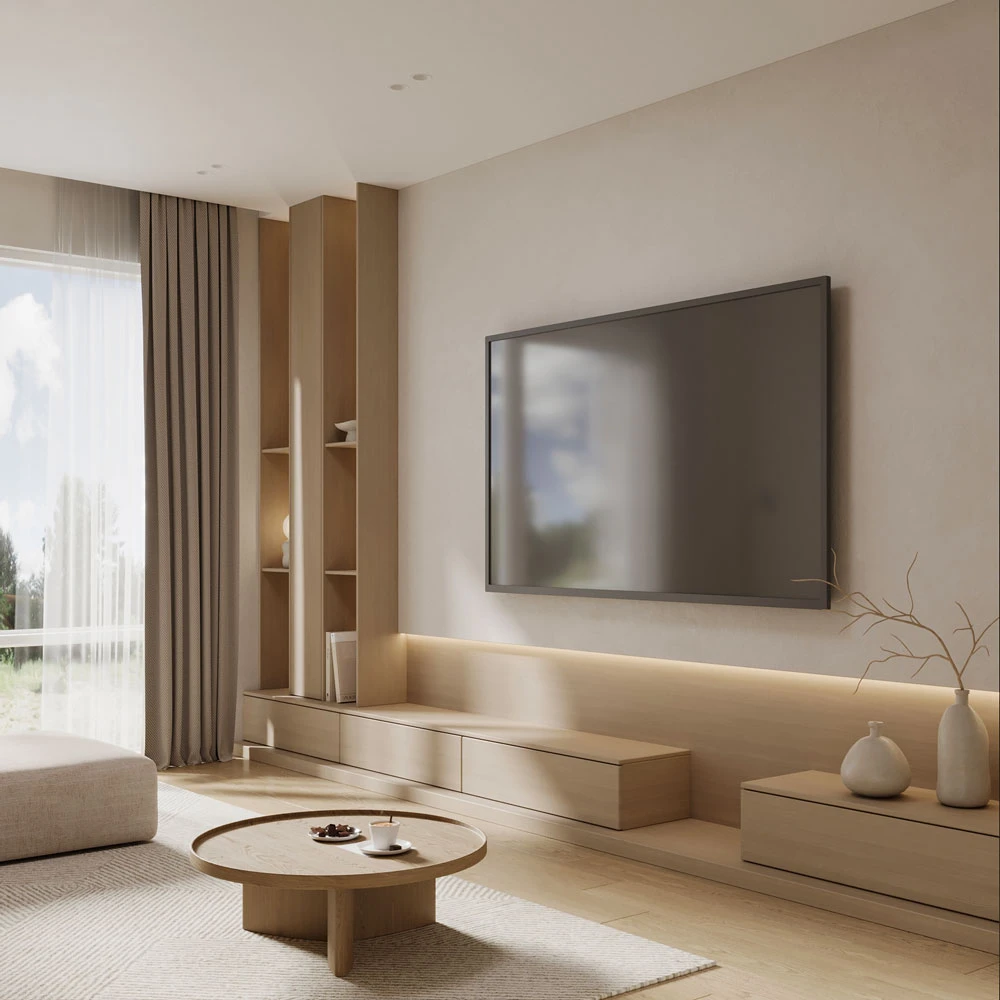 Minimalist Contemporary Living Room 3D Scene (3)