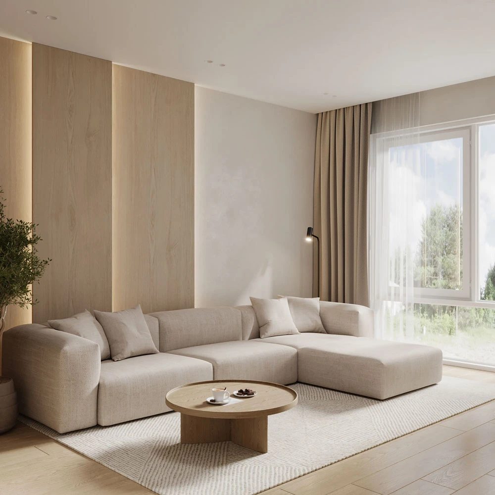 Minimalist Contemporary Living Room 3D Scene (4)