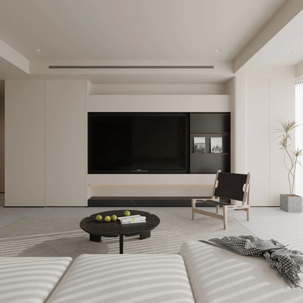 Minimalist Contemporary Living Room 3D Scene (2)