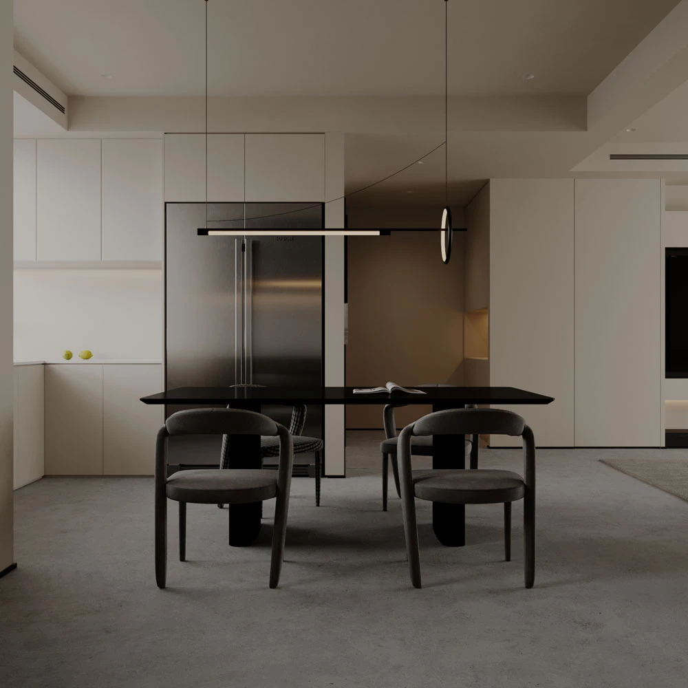 Minimalist Contemporary Living Room 3D Scene (5)