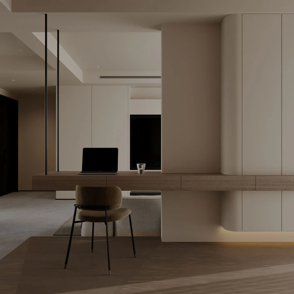 Minimalist Contemporary Living Room 3D Scene (6)