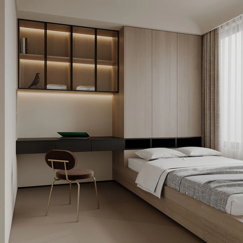 Minimalist Contemporary Living Room 3D Scene (7)
