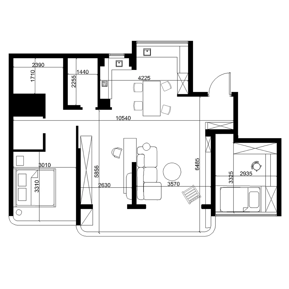 Minimalist Contemporary Living Room 3D Scene (9)