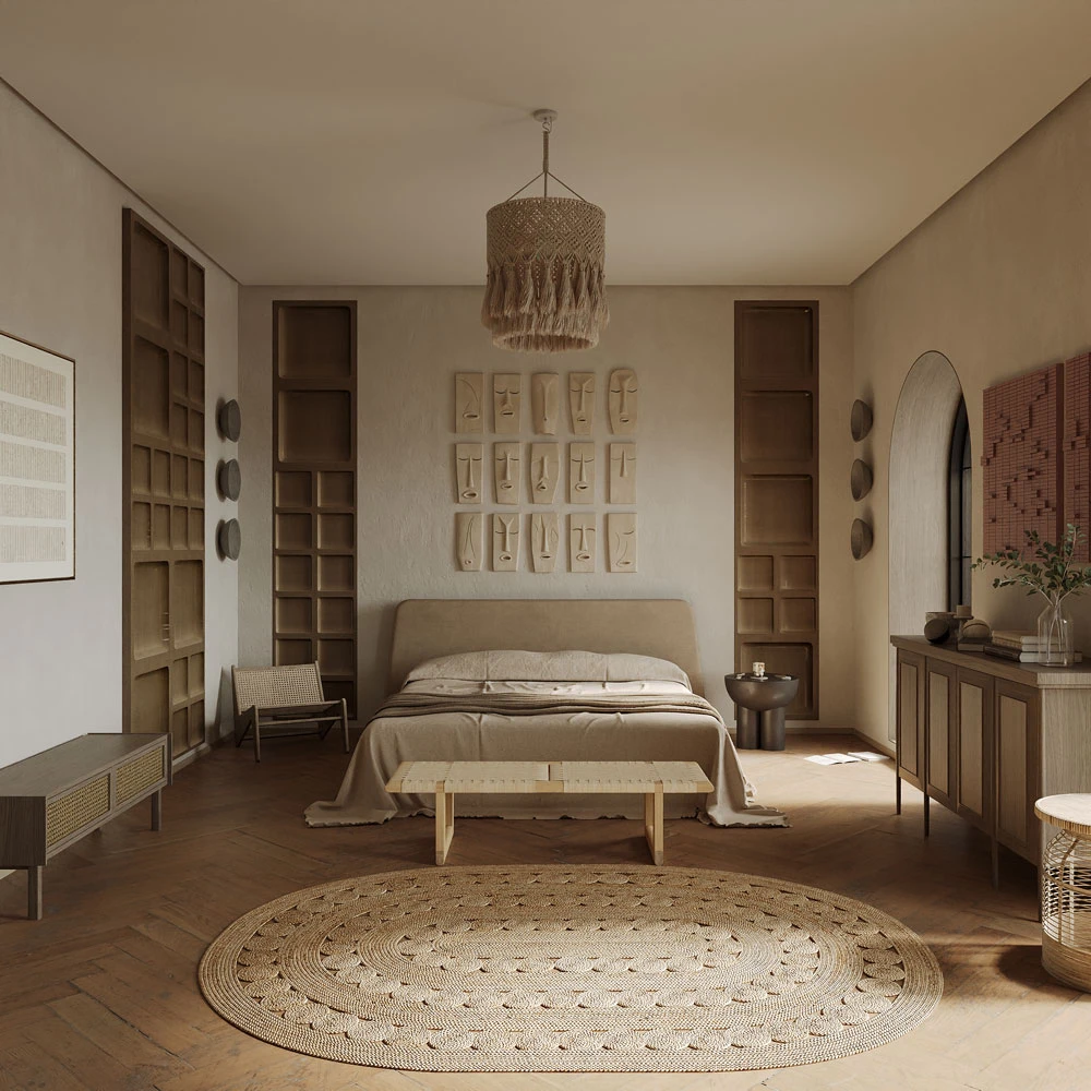 Wabi-sabi Serene Bedroom 3D Scene