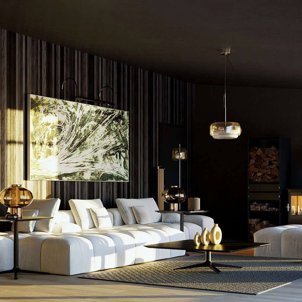 Modern Inviting Living Room 3D Scene (2)