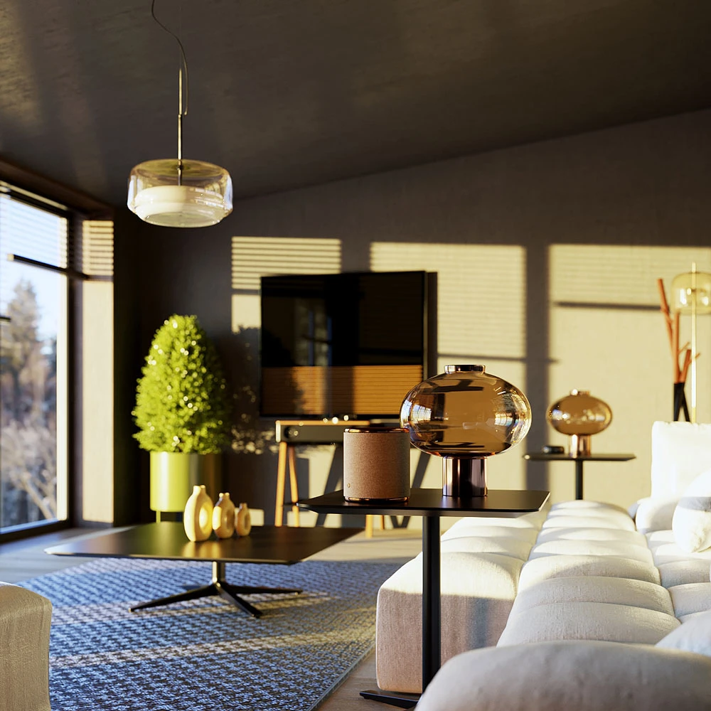 Modern Inviting Living Room 3D Scene (6)