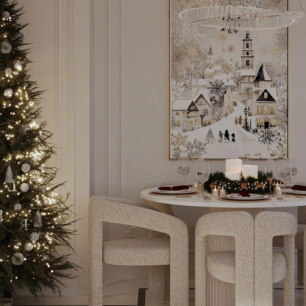 Neoclassic Festive Dining Room 3D Scene (2)