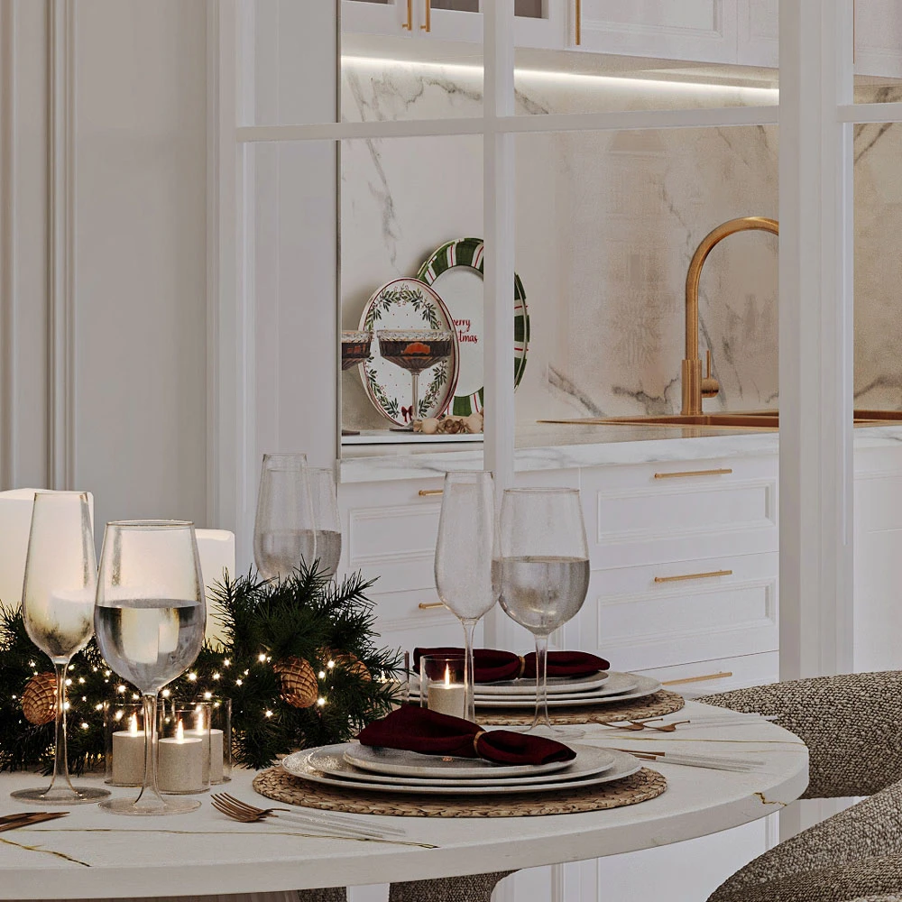 Neoclassic Festive Dining Room 3D Scene (4)