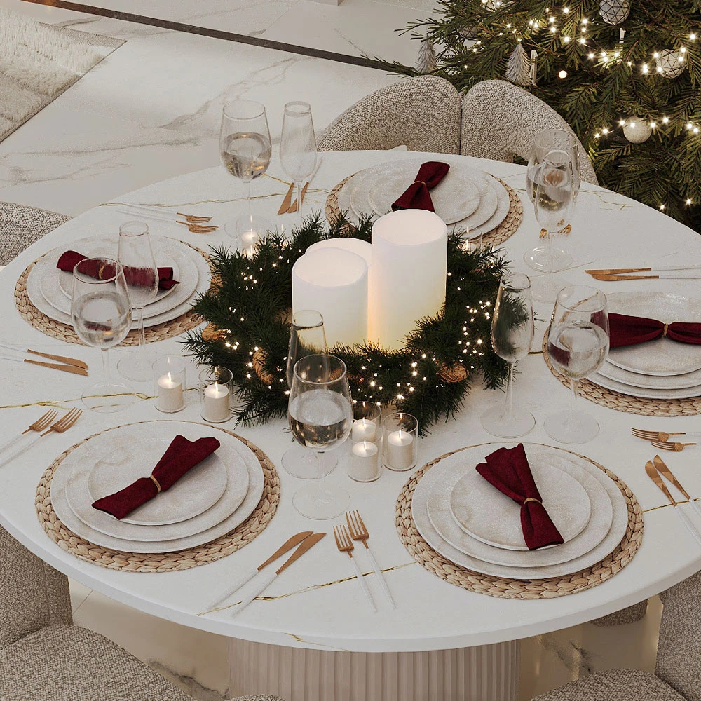 Neoclassic Festive Dining Room 3D Scene (5)
