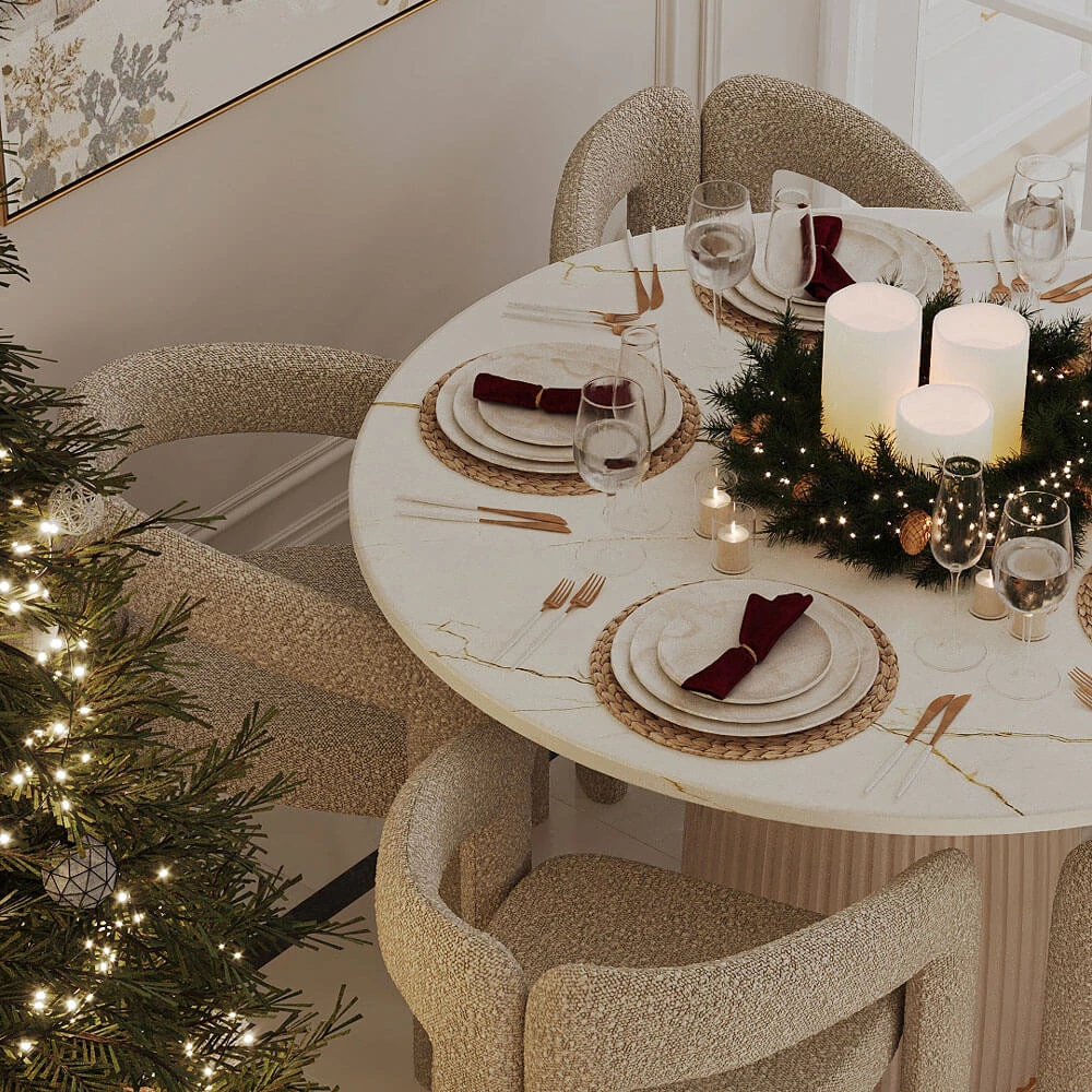 Neoclassic Festive Dining Room 3D Scene (6)
