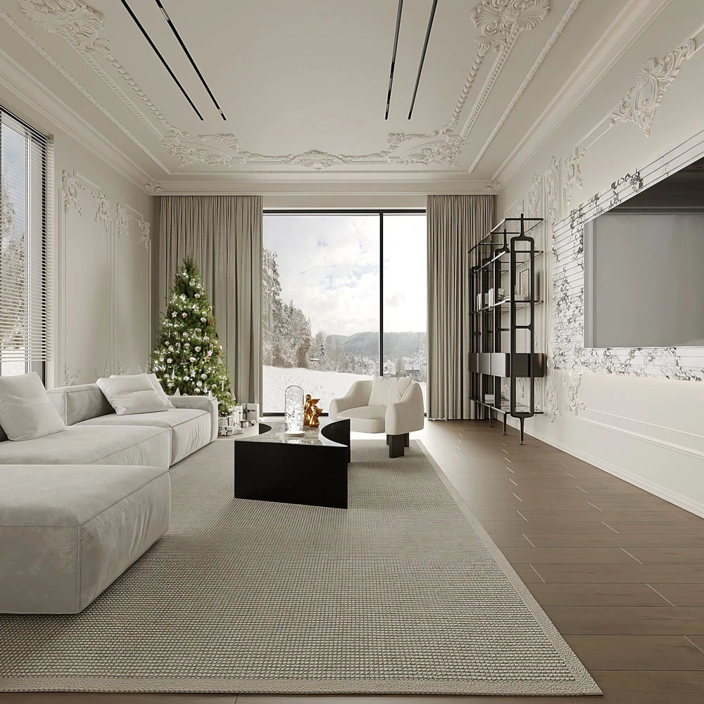 Luxurious Neoclassical Living Room 3D Scene