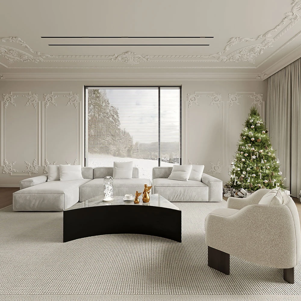 Luxurious Neoclassical Living Room 3D Scene (2)