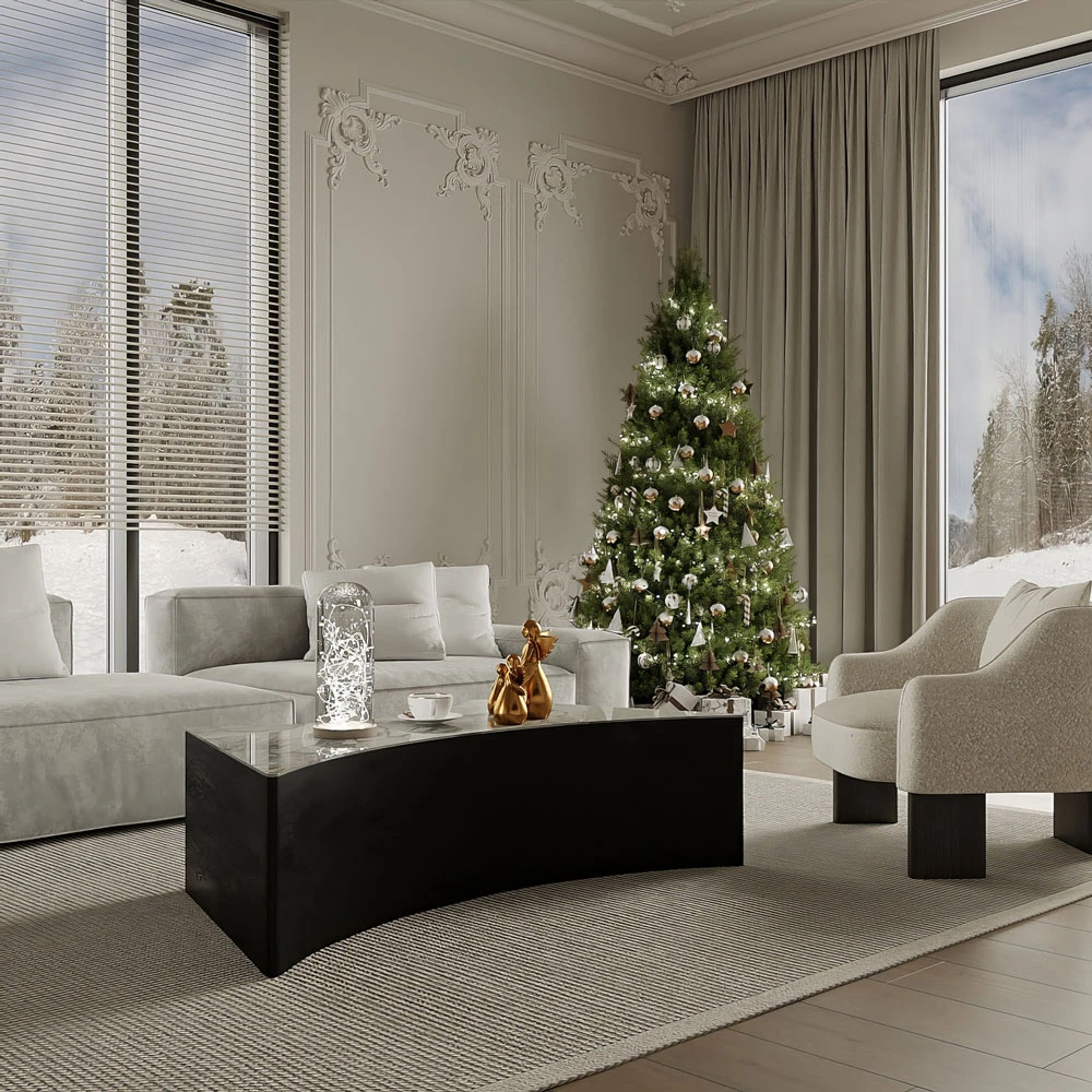 Luxurious Neoclassical Living Room 3D Scene (5)