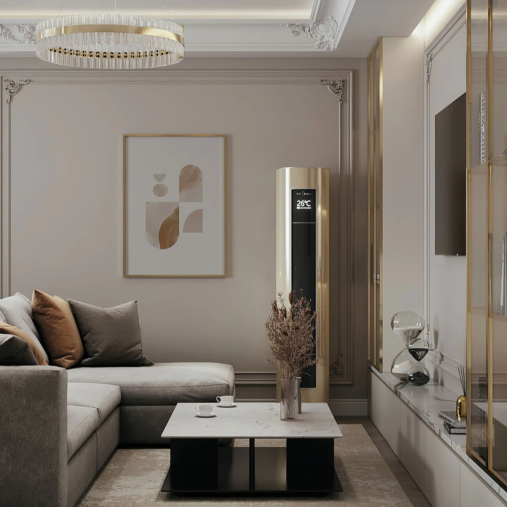 Elegant Neoclassic Living and Dining Room Interior 3D Scene (3)