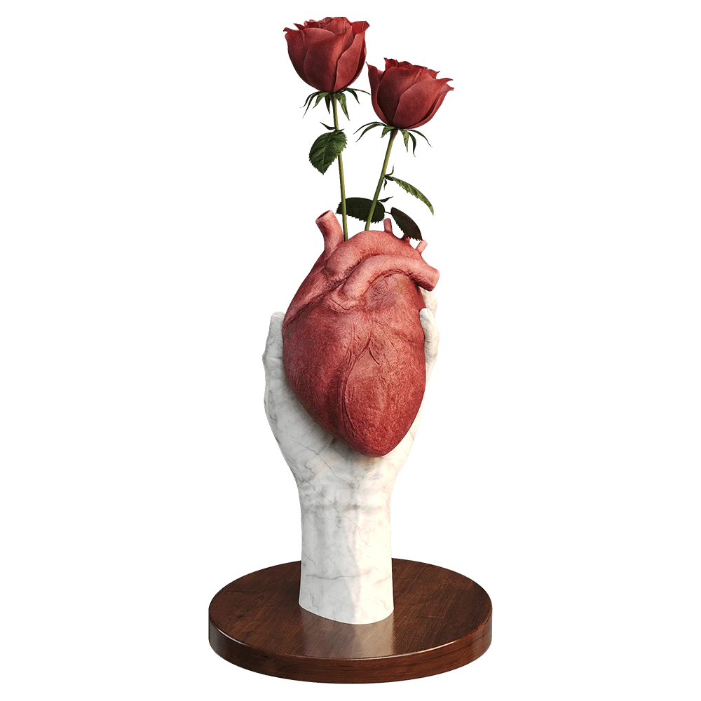 Sculptural Composition with Marble Hand and Roses