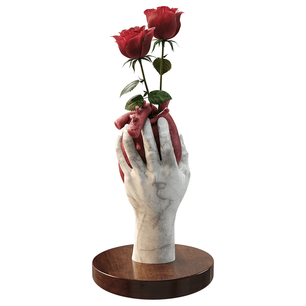 Sculptural Composition with Marble Hand and Roses (2)