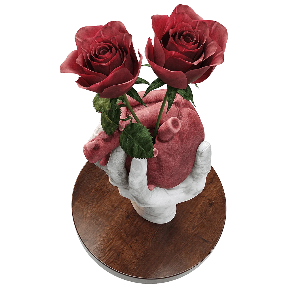 Sculptural Composition with Marble Hand and Roses (3)