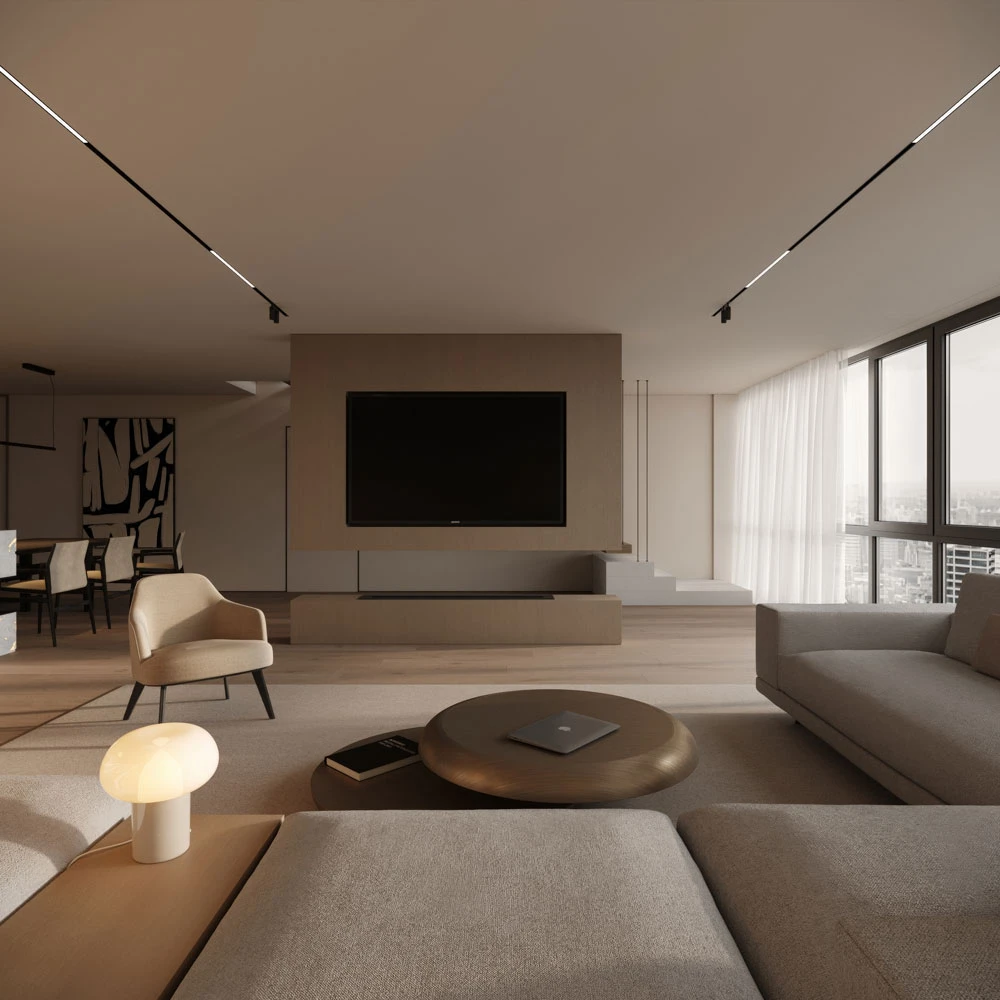 Modern Residential Living Room 3D Scene (2)