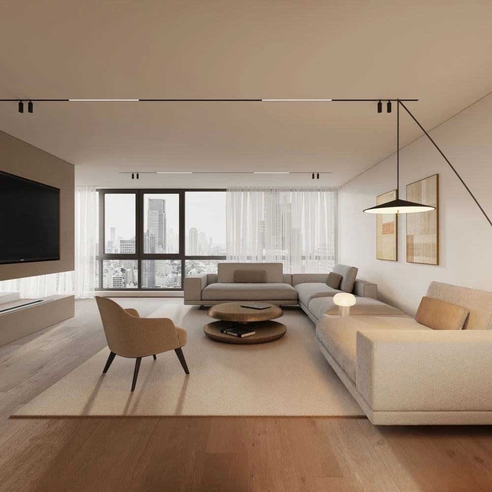 Modern Residential Living Room 3D Scene (3)