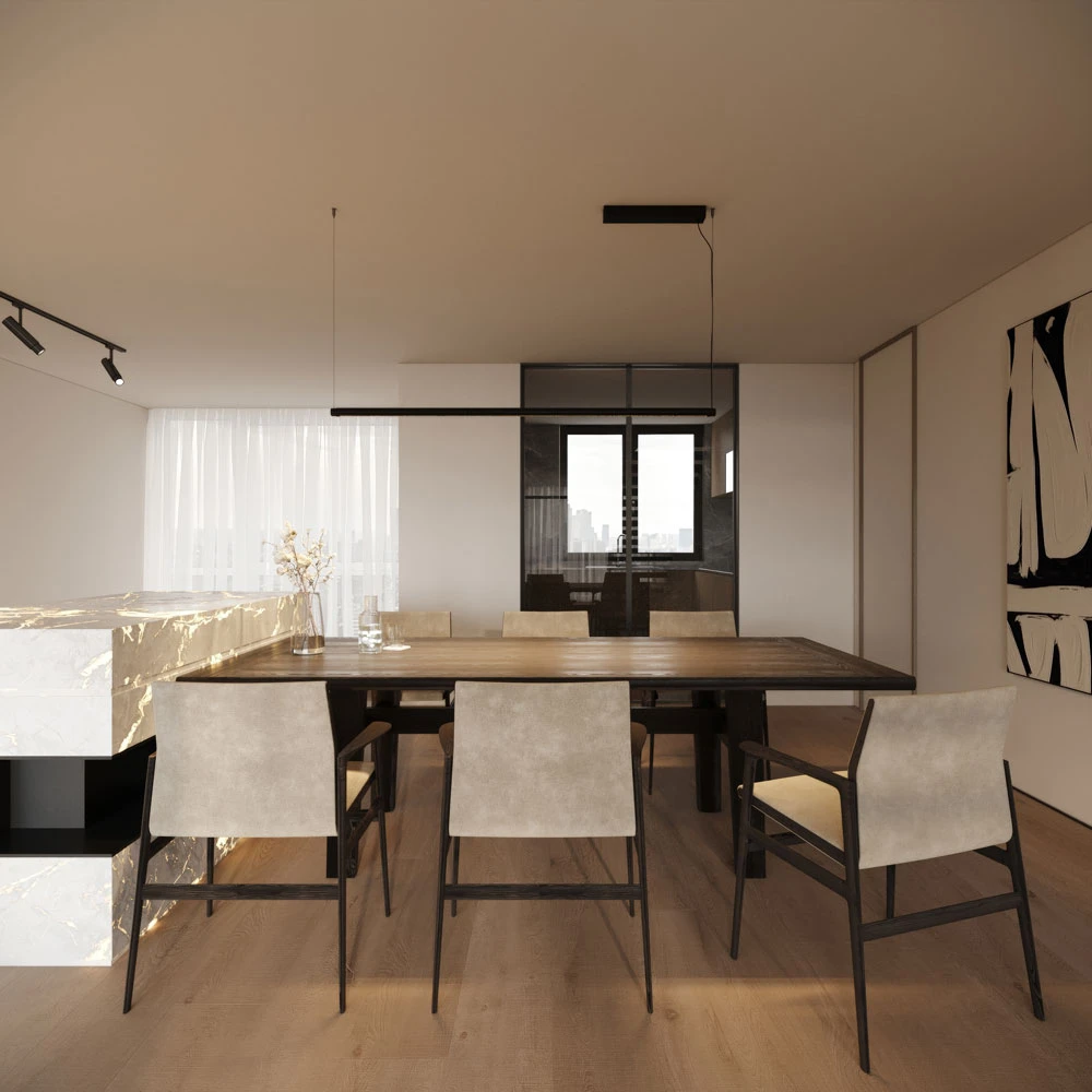 Modern Residential Living Room 3D Scene (5)