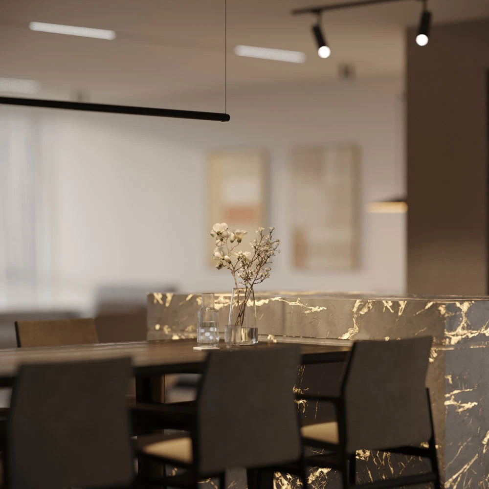 Modern Residential Living Room 3D Scene (7)