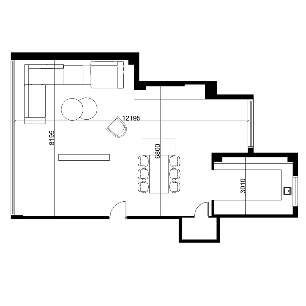 Modern Residential Living Room 3D Scene (8)