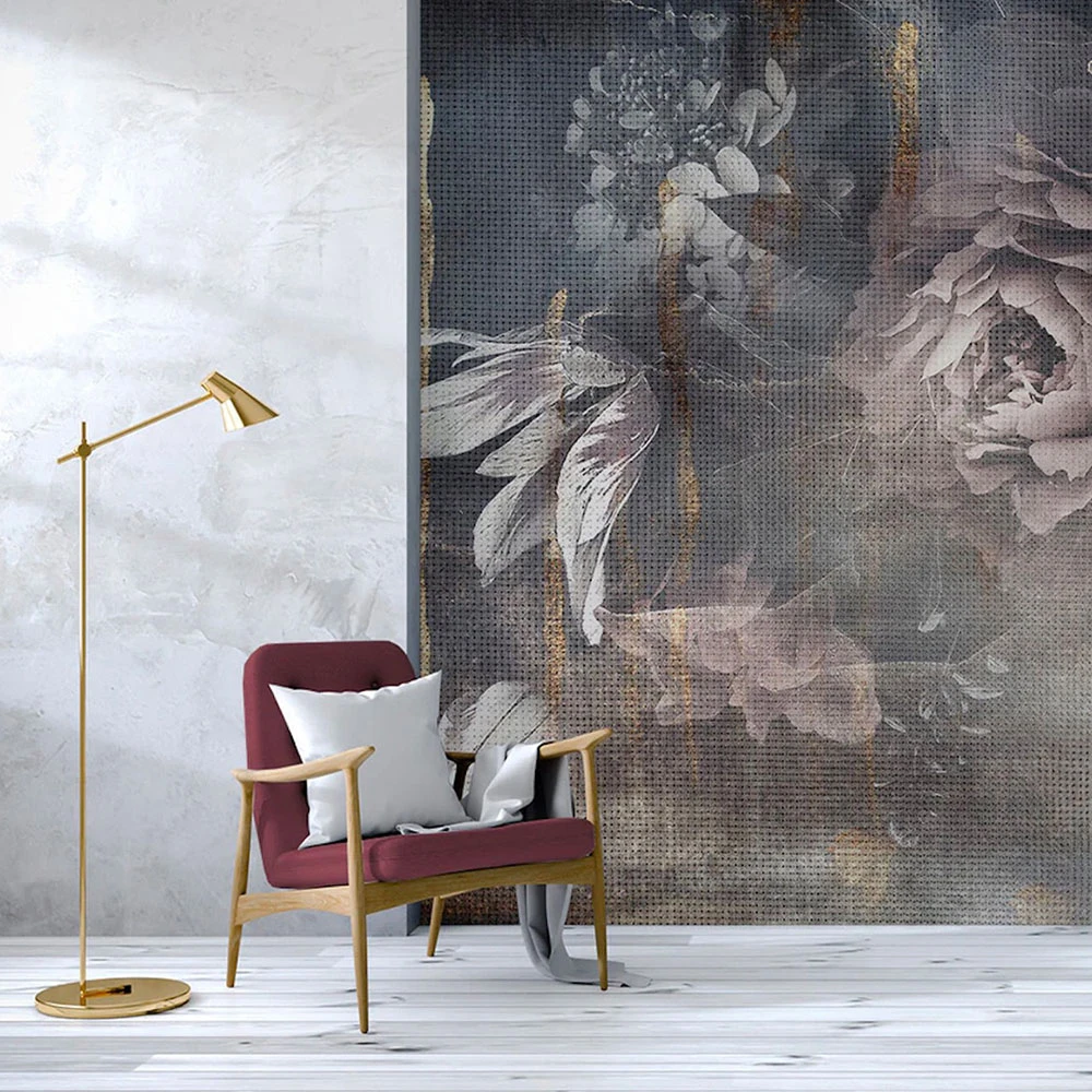 Wallpaper Studijo Wallart Flowers with golden lines (2)